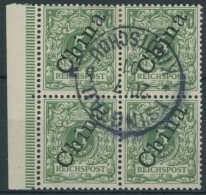 KIAUTSCHOU M 2II VB O, 1901, 5 Pf. Steiler Aufdruck Im Randviererblock, Zentrischer Stempel TSINGTAU KIAUTSCHOU B, Prach - Kiautschou