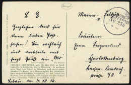 MSP VON 1914 - 1918 235 (2. Halbflottille Der Handelsschutzflottille), 4.10.1916, Feldpost-Künstlerkarte Nach Charlotten - Marittimi