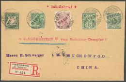 DEUTSCHE SCHIFFSPOST 1899, Bodensee-Schiffspost: Einschreib-Schiffspostbrief Mit Fünfländer-Frankatur Bayern, Deutsches  - Maritime