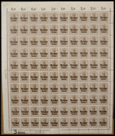 LANDESPOST IN BELGIEN 11b , 1916, 3 C. Auf 3 Pf. Dunkelbraunocker, Rußiger Aufdruck Im Bogen (100), Etwas Angetrennt, Po - Ocupación 1914 – 18