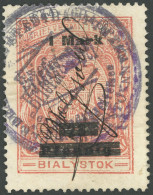BIALYSTOK 2II O, 1916, 1 M. Auf 25 Pf. Lilarot, Mit Namenszug, Feinst (leichte Knitterspur), Mi. 200.- - Occupation 1914-18