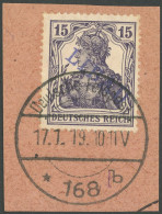 LIBAU 3A BrfStk, 1919, 15 Pf. Schwarzviolett, Type I, Gepr. Vossen Und A. Schlegel, Mi. (450.-) - Occupazione 1914 – 18
