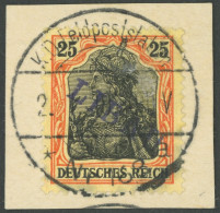 LIBAU 5A BrfStk, 1919, 25 Pf. Rotorange/schwarz, Type I, üblich Gezähntes Prachtbriefstück, Gepr. A. Schlegel, Mi. 750.- - Occupation 1914-18