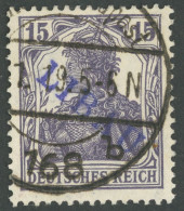 LIBAU 3Ba O, 1919, 15 Pf. Schwarzviolett, Type II, Aufdruck Violett, Pracht, Gepr. A. Schlegel, Mi. 400.- - Occupazione 1914 – 18