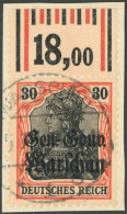 DEUTSCHE POST IN POLEN 14aWOR BrfStk, 1916, 30 Pf. Dunkelrotorange/schwarz Auf Hellchromgelb, Aufdruck Glänzend, Walzend - Besetzungen 1914-18