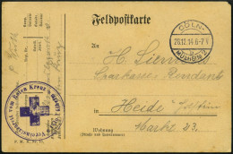 FELDPOST I.WK 1914, Feldpostkarte Aus Dem Rotkreuz-Vereinslazarett Cöln/Mühlheim Nach Heide, Mit Violettem Lazarettstemp - Briefe U. Dokumente