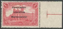 MARIENWERDER 20 , 1920, 1 M. Dunkelkarminrot, Rechtes Randstück, Postfrisch, Pracht, Gepr. U.a. Dr. Klein, Mi. 230.- - Otros & Sin Clasificación