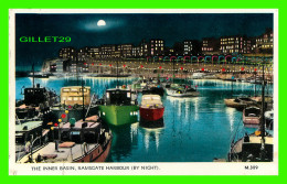 RAMSGATE, KENT, UK - THE INNER BASIN, RAMSGATE HARBOUR BY NIGHT - TRAVEL IN 1963 -  VALCOLOUR - VALENTINE & SONS - - Ramsgate
