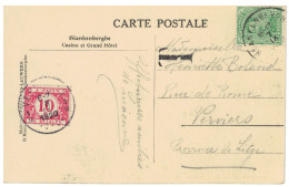 TP 137 S/CP Blankenberghe Obl. Blankenberg 1920 T > Verviers Taxée 10c TTx 27 Obl. Verviers 8/9/1920 - Storia Postale