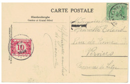 TP 137 S/CP Blankenberghe Obl. Blankenberg 1920 T > Verviers Taxée 10c TTx 27 Obl. Verviers 8/9/1920 - Covers & Documents