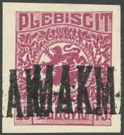 SCHLESWIG 5P 2DD , 1920, 15 Pf. Dunkelbräunlichlila, Ungezähnter Probedruck Mit Doppeltem Aufdruck MAK, Postfrisch, Prac - Altri & Non Classificati