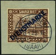 SAARGEBIET D 4IU BrfStk, 1922, 15 C. Diagonaler Aufdruck, Ungezähnt, Mit Rückdatiertem Stempel FECHINGEN, Prachtbriefstü - Autres & Non Classés