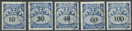 PORTOMARKEN P 43-47 O, 1939, 10 Pf. Dunkelkobalt/schwarz, Wz. 5, Prachtsatz, Gepr. Soecknick, Mi. 550.- - Otros & Sin Clasificación