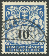 PORTOMARKEN P 43 O, 1939, 10 Pf. Dunkelkobalt/schwarz, Wz. 5, Pracht, Gepr. Infla, Mi. 90.- - Altri & Non Classificati