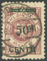 MEMELGEBIET 173BI O, 1923, 50 C. Auf 500 M. Graulila, Type BI, Pracht, Gepr. Haslau - Memel (Klaipeda) 1923
