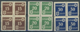 ESTLAND 1-3x VB , 1941, Landespost, Gestrichenes Papier, In Viererblocks, Postfrisch, Pracht, Mi. 240.- - Occupazione 1938 – 45