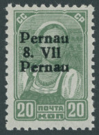 PERNAU 8IV , 1941, 20 K. Schwarzgelbgrün Mit Aufdruck Pernau/Pernau, Gepr. Krischke Und Kurzbefund Löbbering, Mi. 100.- - Occupazione 1938 – 45