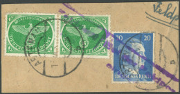 FELDPOSTMARKEN 4 BrfStk, 1944, Weihnachts-Päckchenmarke, 2x Auf Päckchenausschnitt Mit 20 Pf. Freigebühr, Stempel ABTENA - Ocupación 1938 – 45