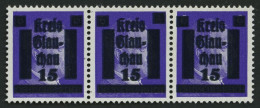 GLAUCHAU 5aDDI , 1945, 15 Auf 6 Pf. Lebhaftblauviolett Doppelaufdruck Im Waagerechten Dreierstreifen, Ein Wert Mit Abart - Other & Unclassified