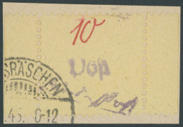 GROSSRÄSCHEN 6S BrfStk, 1946, 10 Pf. Gebührenmarke Aus Streifen Auf Briefstück, Stempeldatum Nicht Lesbar, Pracht, Mi. 4 - Andere & Zonder Classificatie