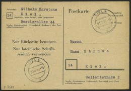 ALL. BES. GANZSACHEN P 768II BRIEF, 1945, 6 Pf. Schwarz, Type II, Stempel KIEL 4, Feinst, Mi. 100.- - Otros & Sin Clasificación