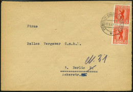 BERLIN UND BRANDENBURG 3AXIV BRIEF, 1945, 8 Pf. Orangerot, Gezähnt, Mit Abart Fleck Oben An IN Von Berlin, Im Senkrechte - Otros & Sin Clasificación