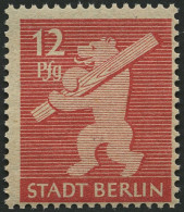 BERLIN UND BRANDENBURG 5AAwax , 1945, 12 Pf. Mittelkarminrot, Graurosa Papier, Glatte Gummierung, Pracht, Gepr. Zierer,  - Sonstige & Ohne Zuordnung