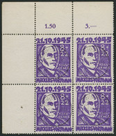 MECKLENBURG-VORPOMMERN 21 VB O, 1945, 8 Pf. Faschismus Im Oberen Linken Eckrandviererblock, Pracht, Gepr. Kramp, Mi. (32 - Altri & Non Classificati