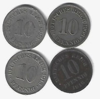 *germany Lot 10 Pfennig 1900j+1906a+1913a+1916a  (lot8) - 10 Pfennig