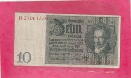 REICHBANKNOTE - 10 MARK . 22-1-1929 .  N°  H.21081530  .  2 SCANNES - 10 Mark