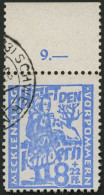 MECKLENBURG-VORPOMMERN 27a O, 1945, 8 Pf. Hellultramarin Kinderhilfe, Oberrandstück, Pracht, Gepr. Kramp - Otros & Sin Clasificación