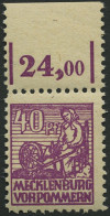 MECKLENBURG-VORPOMMERN 40yb , 1946, 40 Pf. Violettpurpur, Oberrandstück, Pracht, Gepr. Kramp, Mi. (100.-) - Other & Unclassified