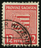 PROVINZ SACHSEN 71XA O, 1945, 12 Pf. Dunkelrosarot, Vierseitig Gezähnt, Feinst (kleine Zahnfehler), Gepr. Schulz, Mi. 10 - Otros & Sin Clasificación