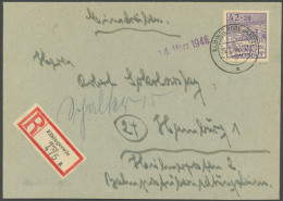 PROVINZ SACHSEN 89A BRIEF, 1946, 42 Pf. Wiederaufbau, Gezähnt, Einzelfrankatur Auf Einschreibbrief Aus ELBINGERODE, Prac - Other & Unclassified