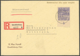 PROVINZ SACHSEN 89A BRIEF, 1946, 42 Pf. Wiederaufbau, Gezähnt, Unterrandstück, Einzelfrankatur Auf Einschreibbrief Aus Q - Otros & Sin Clasificación