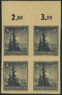 THÜRINGEN 93AYz2U VB , 1945, 4 Pf. Bläulichschwarzgrau, Spargummierung, Dickes Papier, Fallende Papierstreifung, Ungezäh - Other & Unclassified