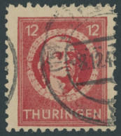 THÜRINGEN 97AXbat O, 1945, 12 Pf. Dunkelbräunlichrot (dunkelbraunrot Quarzend), Gelblichgraues Papier, Ein Fehlender Zah - Otros & Sin Clasificación