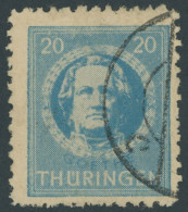 THÜRINGEN 98AXp1 O, 1945, 20 Pf. Preußischblau, Gezähnt, Vollgummierung, Dickes Papier, Steigende Papierstreifung, üblic - Altri & Non Classificati