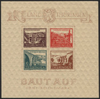 THÜRINGEN Bl. 4a , 1946, Brückenblock, Type III, Pracht, Mi. 420.- - Sonstige & Ohne Zuordnung