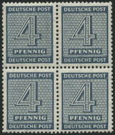 WEST-SACHSEN 127Xb VB , 1945, 4 Pf. Blaugrau, Wz. 1X, Im Viererblock, Pracht, Gepr. Ströh, Mi. 200.- - Otros & Sin Clasificación