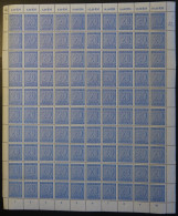 WEST-SACHSEN 134Xw , 1945, 20 Pf. Blau, Wz. 1X, Im Bogen (100), Dabei Abart 134II (Feld 79), Pracht - Sonstige & Ohne Zuordnung