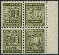 WEST-SACHSEN 135Xa VB , 1945, 30 Pf. Bräunlicholiv, Wz. 1X, Im Randviererblock, Pracht, Gepr. Dr. Jasch, Mi. 880.- - Sonstige & Ohne Zuordnung