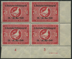 ALLGEMEINE-AUSGABEN 233IIDV3 , 1949, 24 Pf. 3. Volkskongreß, Aufdruck-Type II, Mit Druckereivermerk M 301/Z 3202 Im Vier - Other & Unclassified