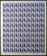 DDR 339vaXI , 1952, 80 Pf. Thälmann, Gestrichenes Papier, Wz. 2XI, Im Bogen (100), Dabei 2x Plattenfehler 339PFIII (Feld - Usados