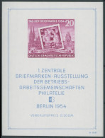 DDR Bl. 10XI , 1954, Block Briefmarkenausstellung, Wz. 2XI, Postfrisch, Pracht, Mi. 150.- - Altri & Non Classificati