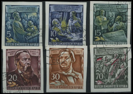 DDR 485-90B O, 1955, Einzelmarken Engels, Ungezähnt, Prachtsatz, Mi. 60.- - Oblitérés