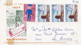 RECOMANDE UCCLE UKKEL ANTWERPEN FDC VERS LA LOUVIERE EDITION RODAN BRUXELLES - Lettres & Documents