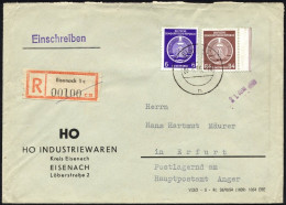 DIENSTMARKEN A D 2,17 BRIEF, 1955, 84 Pf. Lebhaftrötlichbraun Mit 6 Pf. Zusatzfrankatur Auf Einschreibbrief, Pracht - Otros & Sin Clasificación