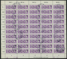 DIENSTMARKEN B D 9 O, 1956, 70 Pf. ZKD Im Vollständigen Bogen (50) Mit Druckvermerk Und Abart 9I, Stempel Ungültig, Prac - Other & Unclassified