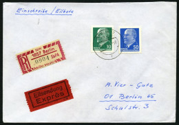 EINSCHREIBEMARKEN 1Ax BRIEF, 1967, 50 Pf. Rosakarmin/schwarz, Gezähnt 91/2, Dickes Papier, PLZ 1057 Auf Eil-Einschreibbr - Storia Postale